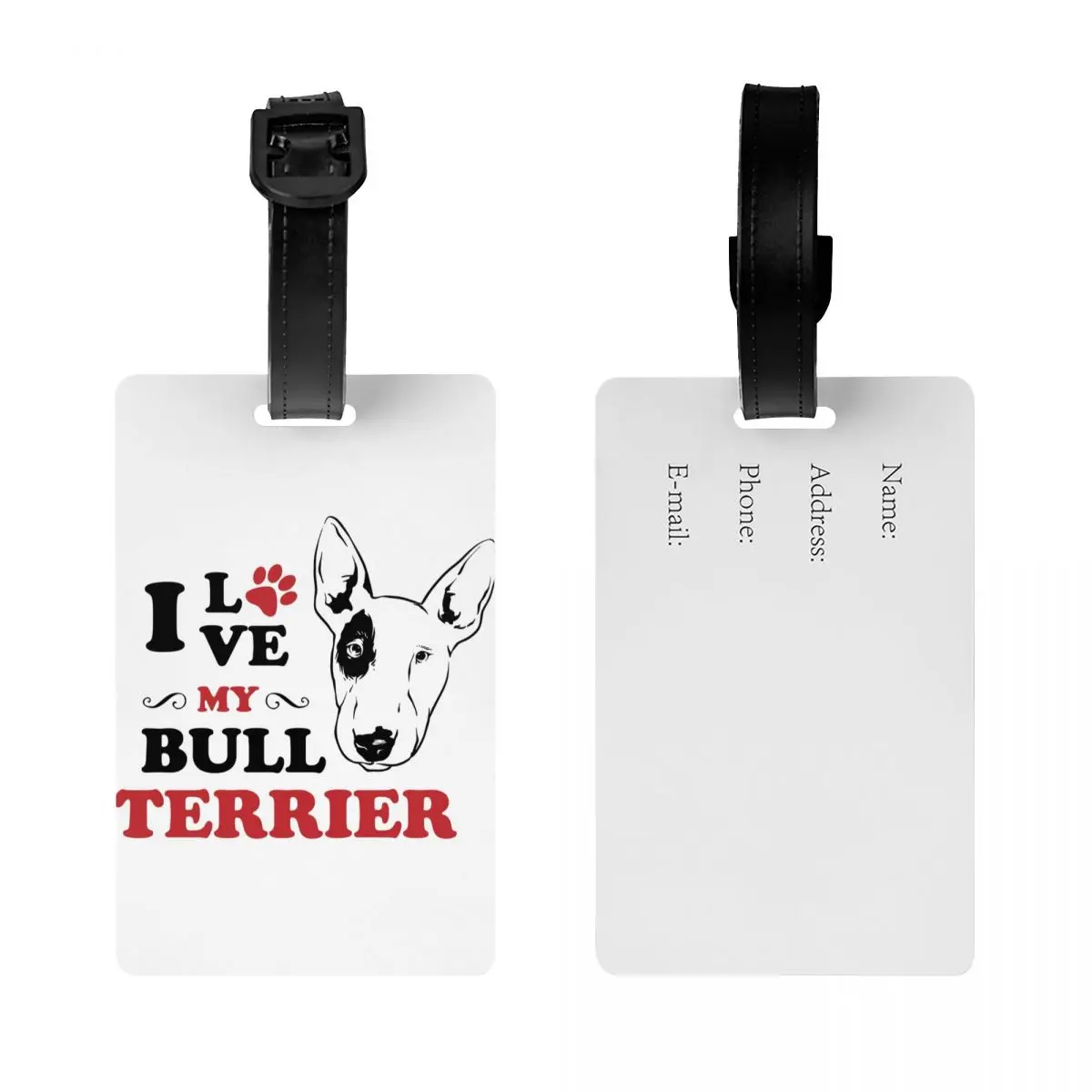 Label bagasi pecinta anjing kustom Bull Terrier Tag perlindungan privasi Tag bagasi hewan label tas perjalanan koper