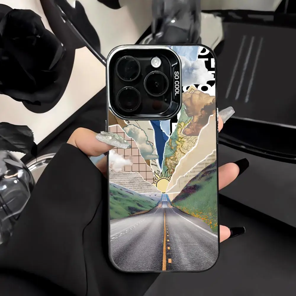 

cartoon Highway Design Mobile Phone Case Shockproof & Anti Slip Frosted Suitable for iPhone 16 15 14 13 12 11 Pro Max Plus Mini