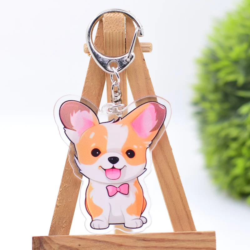 Lovely Dogs Keychain Arcylic Cartoon Figures Keyrings Kids Gift Key Chain Accessories