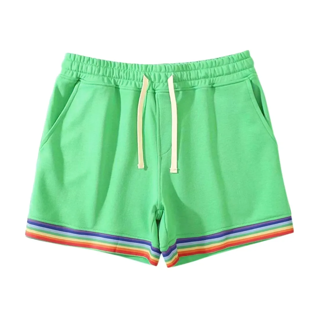 2024 Spring/Summer Sports and Leisure Shorts, Men\'s Trendy Outwear, Versatile 3/4 Pants, Rainbow Leg Trendy Beach Pants