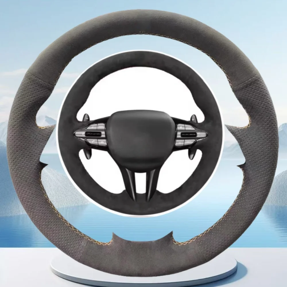 For Hyundai Veloster N 2019-2021 i30 N 2018 2019 2020 Customize Winter Warm DIY Suede Steering Wheel Cover Car Accessories