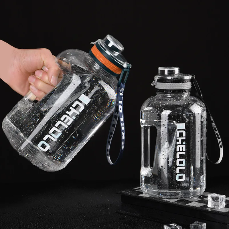 Botellas De Agua De gran capacidad para gimnasio, botella De entrenamiento con marcador De tiempo, taza De Camping para Fitness, 1,6 l/2,2 L