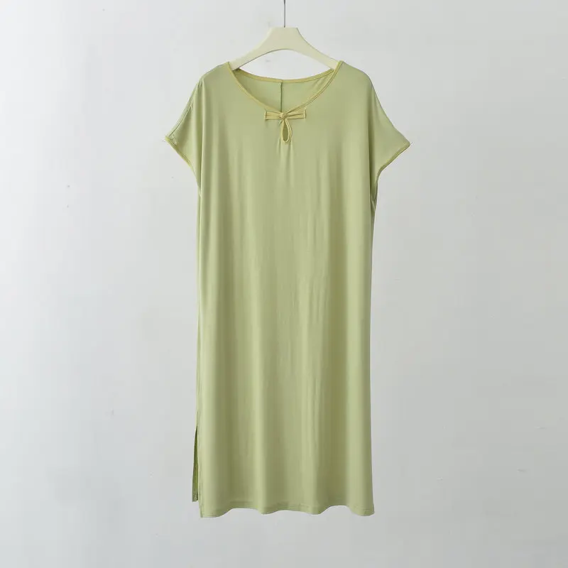 

Retro Soft Modal One Piece Home Dress Women Summer New Loose Thin Nightgown Nightie Room Wear Pajamas Loose Homewear Nightdress