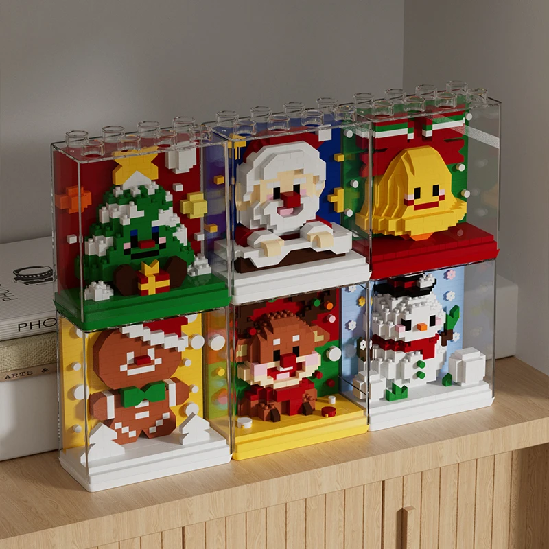 سانتا كلوز شجرة عيد الميلاد اللبنات الثلج لغز DIY تجميع ديكور المنزل الطوب لعب الأطفال للأطفال هدايا عيد الميلاد