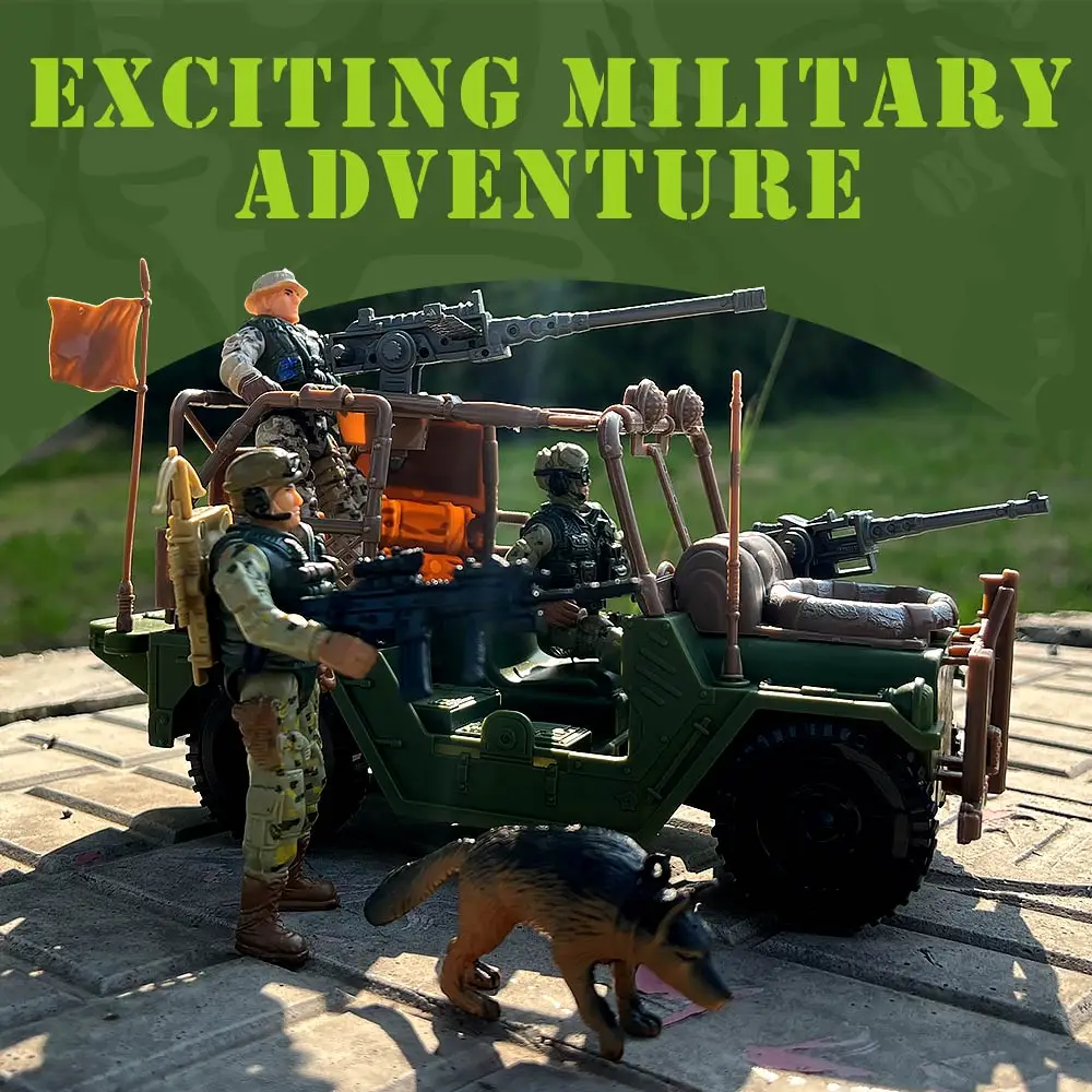 ViiKONDO Military Vehicle Model Kit Toy Combat Vehicle Movable Parts Compatible 1/18 Action Figure Fun Army Men Wargame Boy Gift