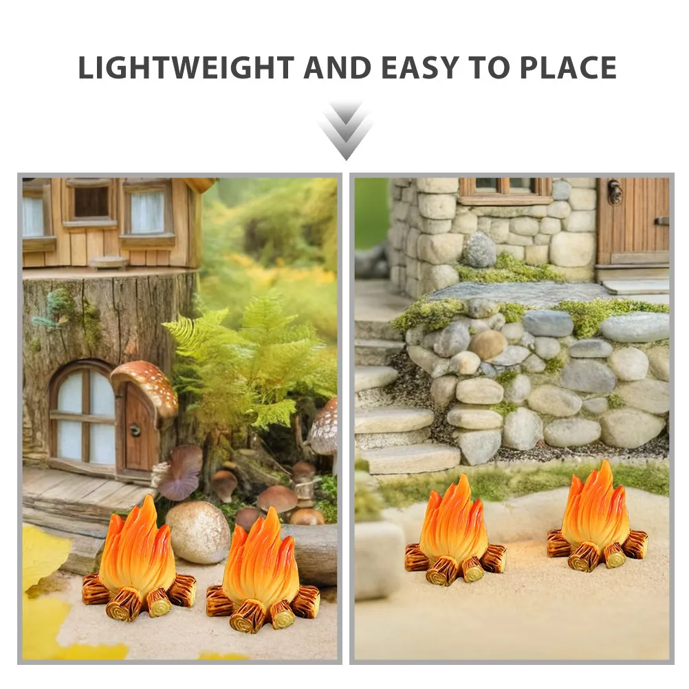 16Pcs Resin Campfire Miniature Resin Bonfire Ornament Weatherproof DIY Tiny Camp Fire Decoration Micro Landscape Outdoor Use