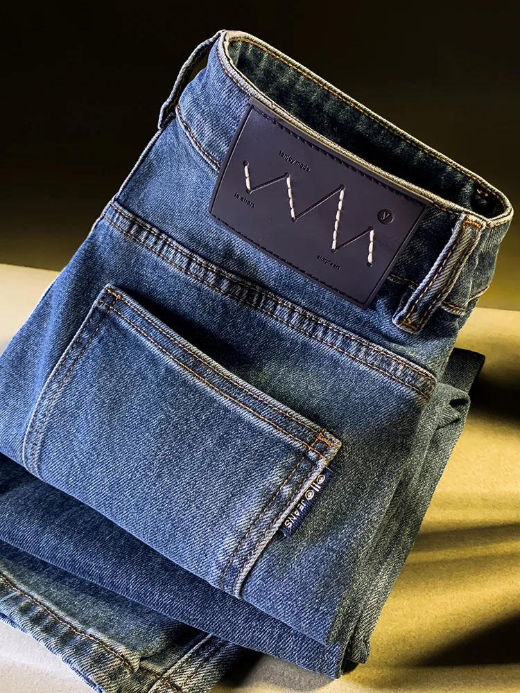 Autumn high-end jeans men's 2025 new loose hanging straight tube washed casual versatile Korean version pants