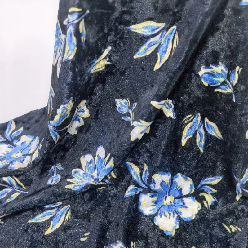 

50cm/100cm*160cm Flower Printed Brocade Stretchy Velvet Fabric Jacquard Upholstery Fabrics for Cheongsam Dress Clothing