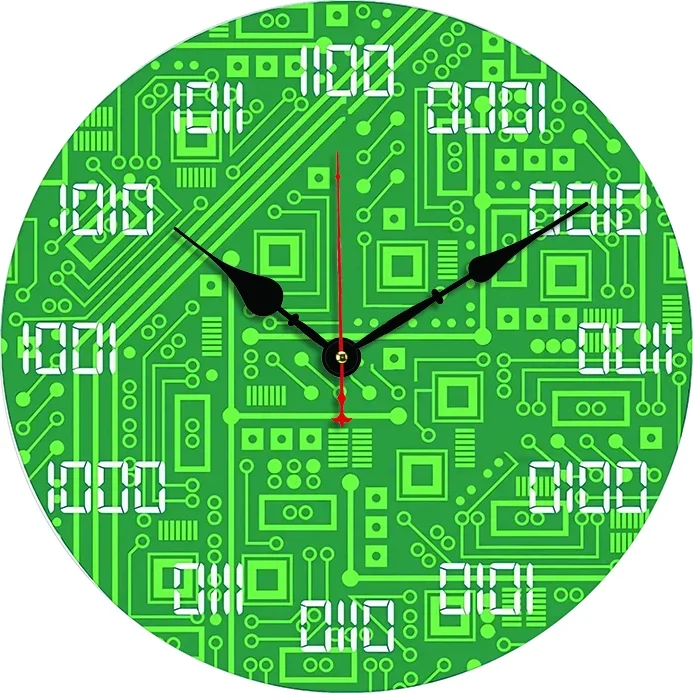 Reloj de pared con placa de circuito, decoración de cocina, arte de pared, silencioso, sin tictac, grandes relojes de pared redondos para sala de estar, dormitorio y oficina