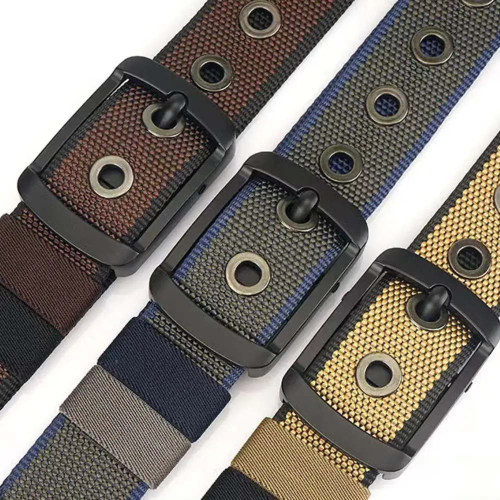 Outdoor Breathable Double-sided Canvas Belt Fashion Quick Drying Rotatable Alloy Pin Buckle Belt Versatile Weave Waist Band