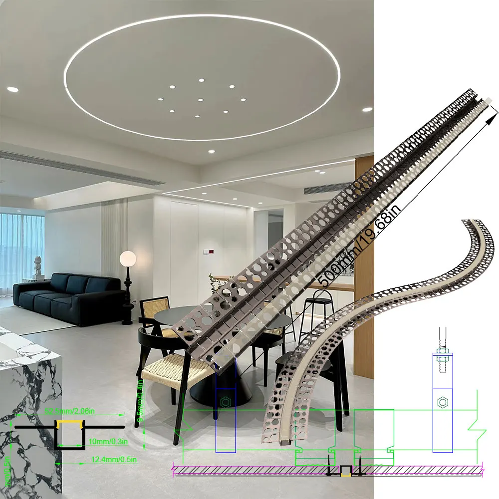 52×13mm  0.5M Aluminum LED Strip with Aluminum Profile LED Strip and LED Aluminum Profile Channel for Various Bending Shapes