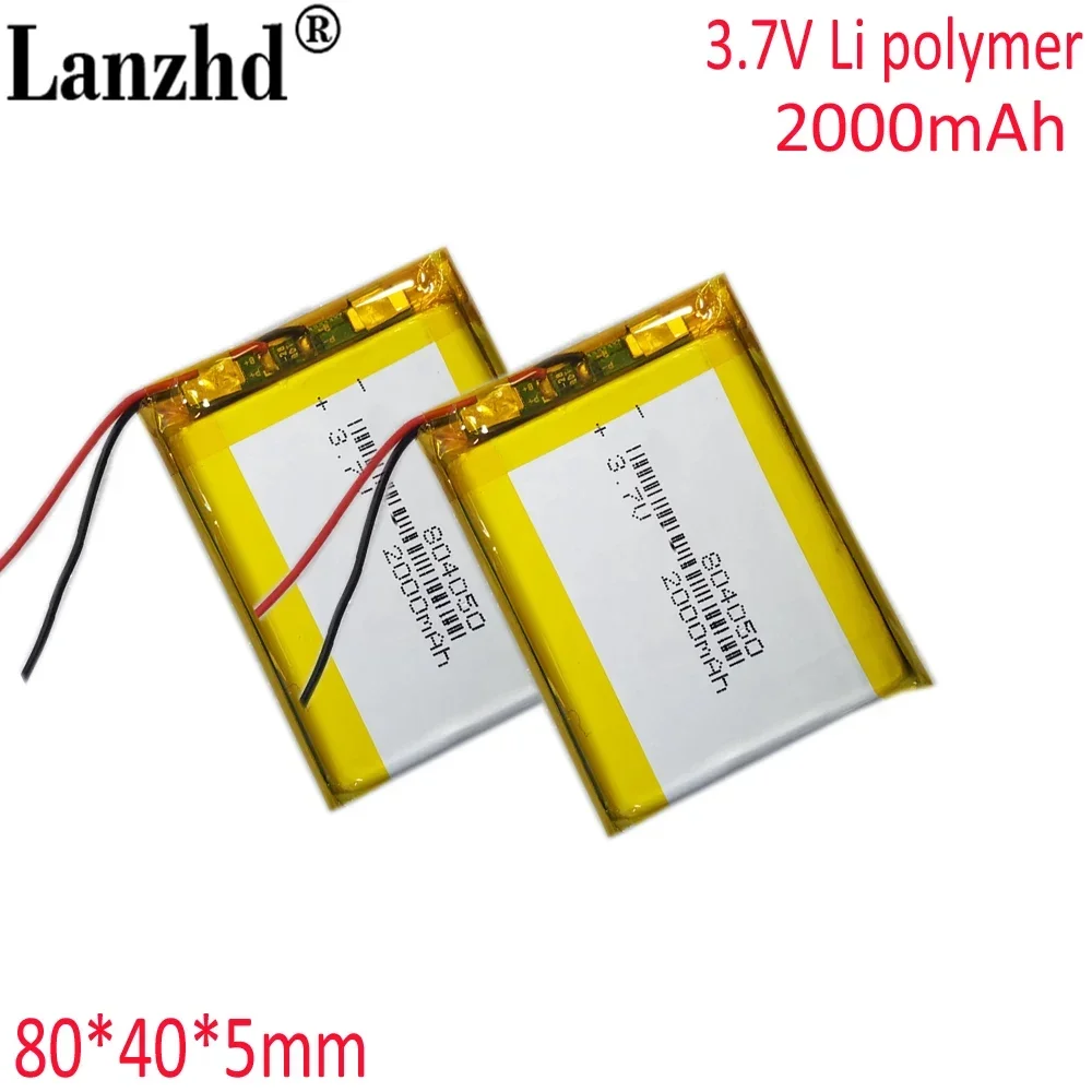 Íon de lítio do polímero para o orador de Bluetooth, banco do poder do brinquedo, GPS, PM 4, 2000mAh, 804050, 803853, 854050, 804055, 804060, Li-po, 3.7V