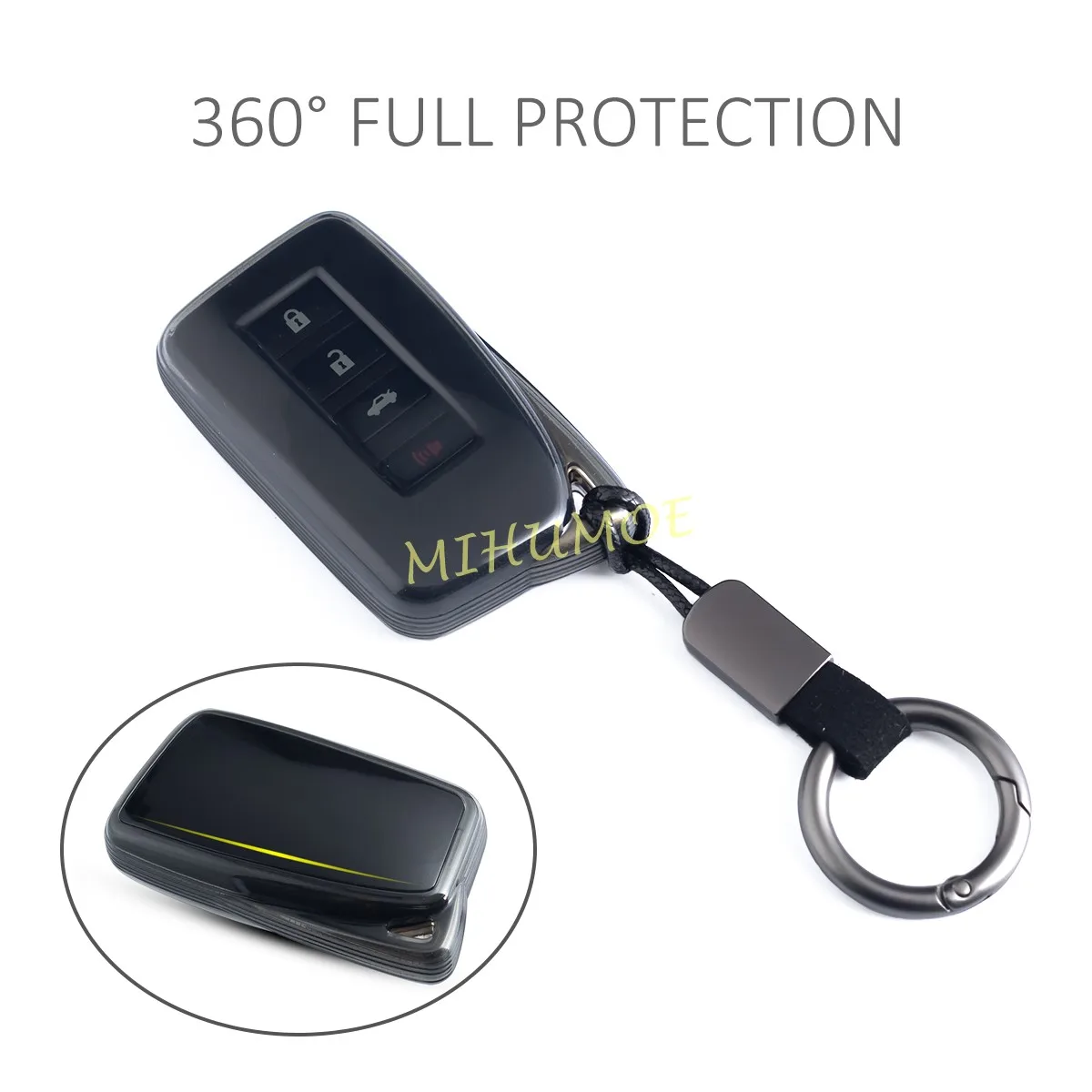 For 2013-2023 Lexus RX 350 450h IS ES NX GS LX RC 200 250 300 Black Transparent Car Key Fob Case Keychain Cover Accessories