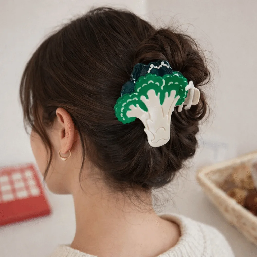 

Creative Korean Style Vegetable Hair Clip Cute Sweet Fruit Shark Clip Strawberry Grape Acetic Acid Claw Clip Daily