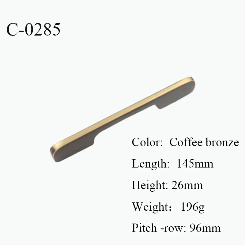 1 PC 100% brass simple handles hole distance 96/128/160mm Kitchen Cabinet Drawer Furniture With Screw Furniture Hardwar
