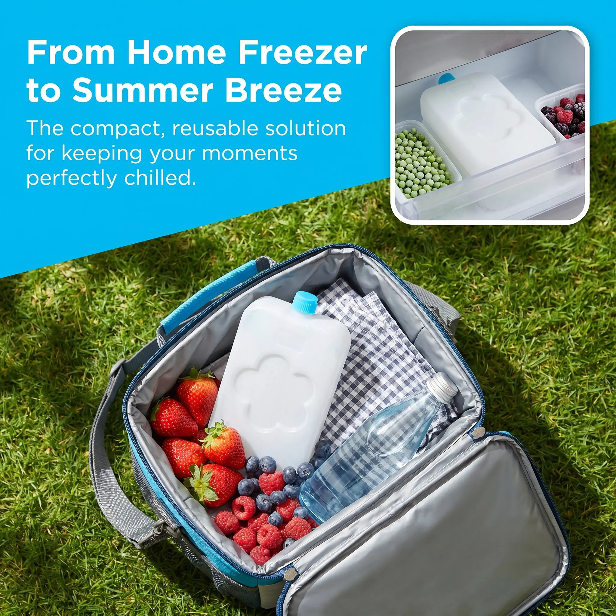 4Pcs Slim Flexible Reusable Ice Crystal Gel Packs for Cooler, Lunch Box, Fruit & Vegetable Transport