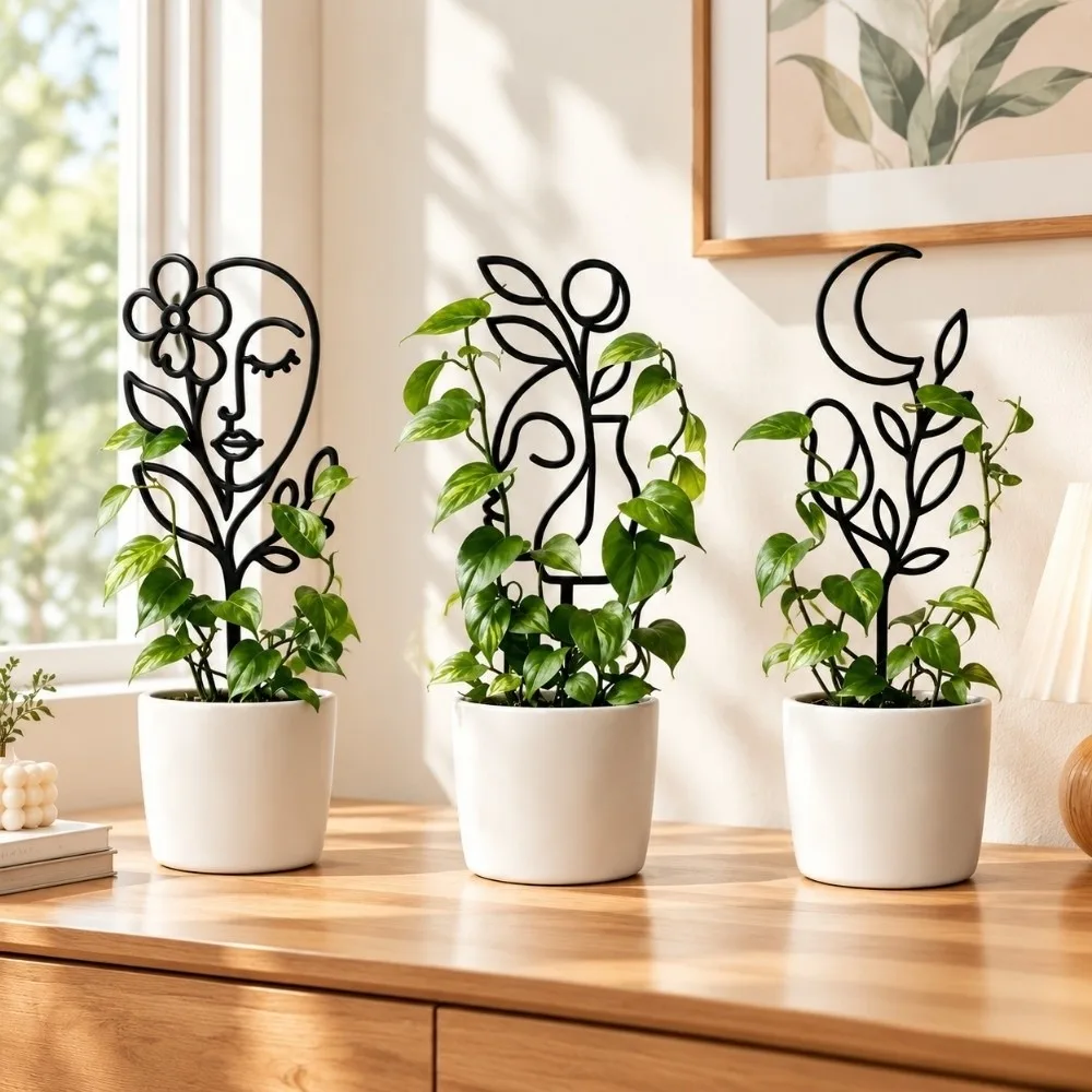 Hollow Out Character Silhouette Plant Stand Moon Bird Strong Load Bearing Plant Fixed Frame Weather Resistance Abstract Line
