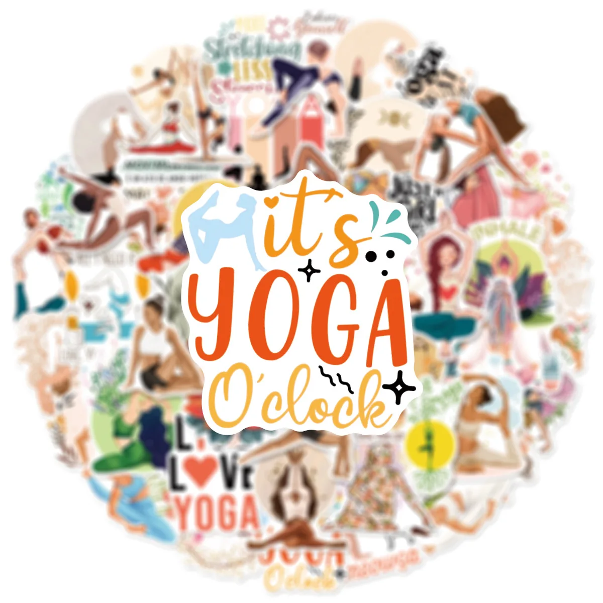 50 pçs yoga dos desenhos animados adesivos pilates graffiti exercício saudável decoração diy brinquedos geladeira portátil guitarra carro bicicleta skate decalque