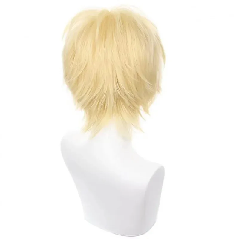 2025 12 شعر مستعار كوسبلاي للهالوين أنيمي مضاد للتجعيد للرجال أصفر فاتح شعر قصير عبر الحدود #5