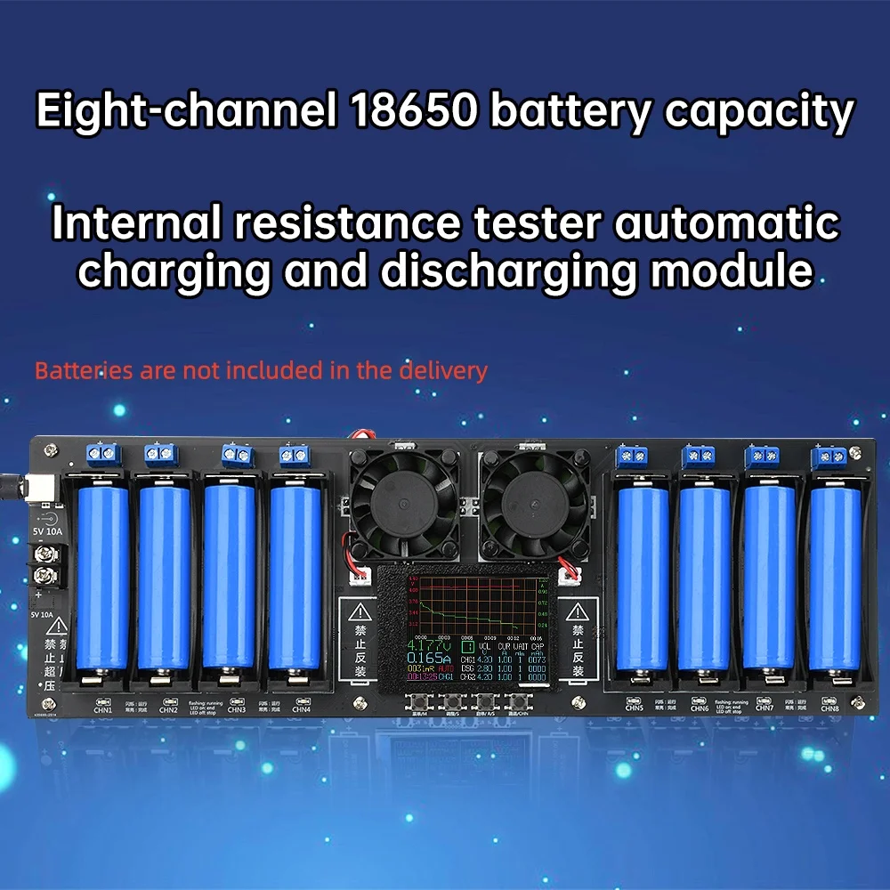Testeur de capacité et de résistance interne des batteries 18650 à 8 canaux, écran couleur de 2,4 pouces avec affichage de courbe, testeur de charge électronique