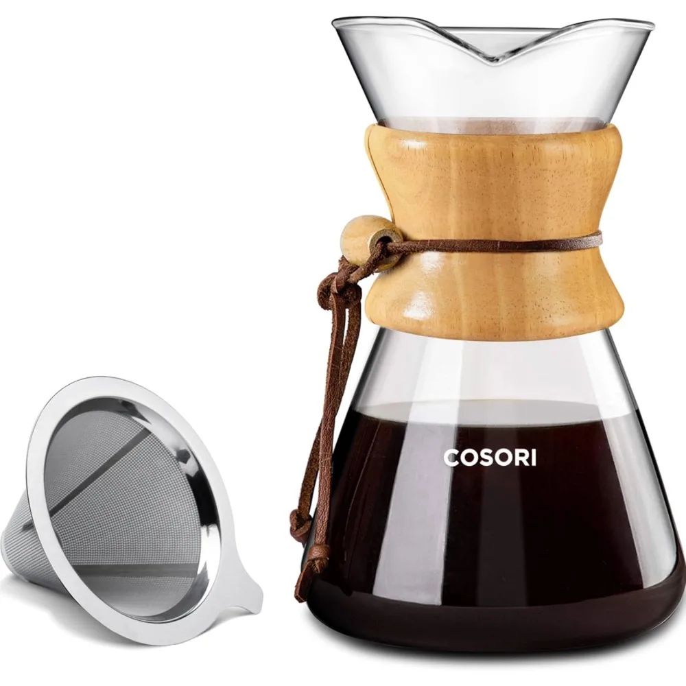 

COSORI Pour Over Coffee Maker with Double Layer Stainless Steel Filter, 8-Cup, 34oz, Drip Coffee Maker, Coffee Dripper Brewer, H