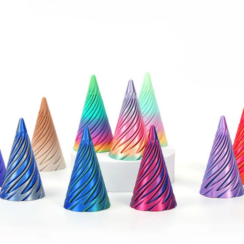 1PC 3D Printed Small Ornaments and Miniature Models, Multi-color Conical Home Ornaments and Decorations