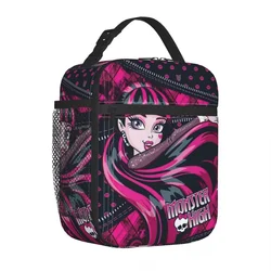 Gothic Vampire Draculaura Insulated Lunch Bags Thermal Bag contenitore per pasti Monster High Tote Lunch Box uomo donna School Outdoor