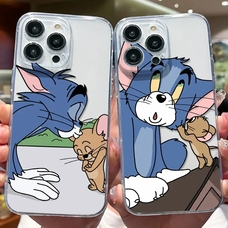 Tom And Jerry Kiss Cute Phone Case For iPhone 16 15 14 13 12 11Pro Max XS Max XR 7 8 15 Plus SE Soft Shy Y2K Silicone Back Cover