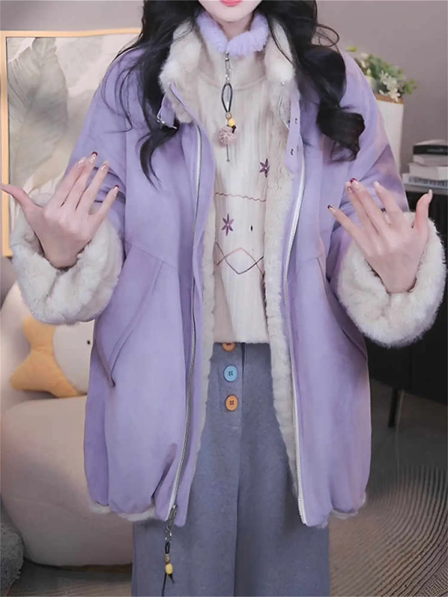 

Двусторонняя модная, удобная, теплая, утолщенная весенняя женская куртка-пальто, повседневная, универсальная, хлопковая верхняя одежда