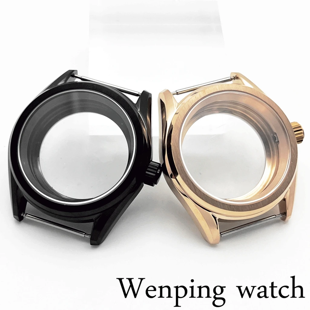 38mm Silver/Black/Rosegold Watch Case Sapphire Glass Watch Case Fit NH35 NH36 ETA2824 PT5000 Movement Watch Accessories