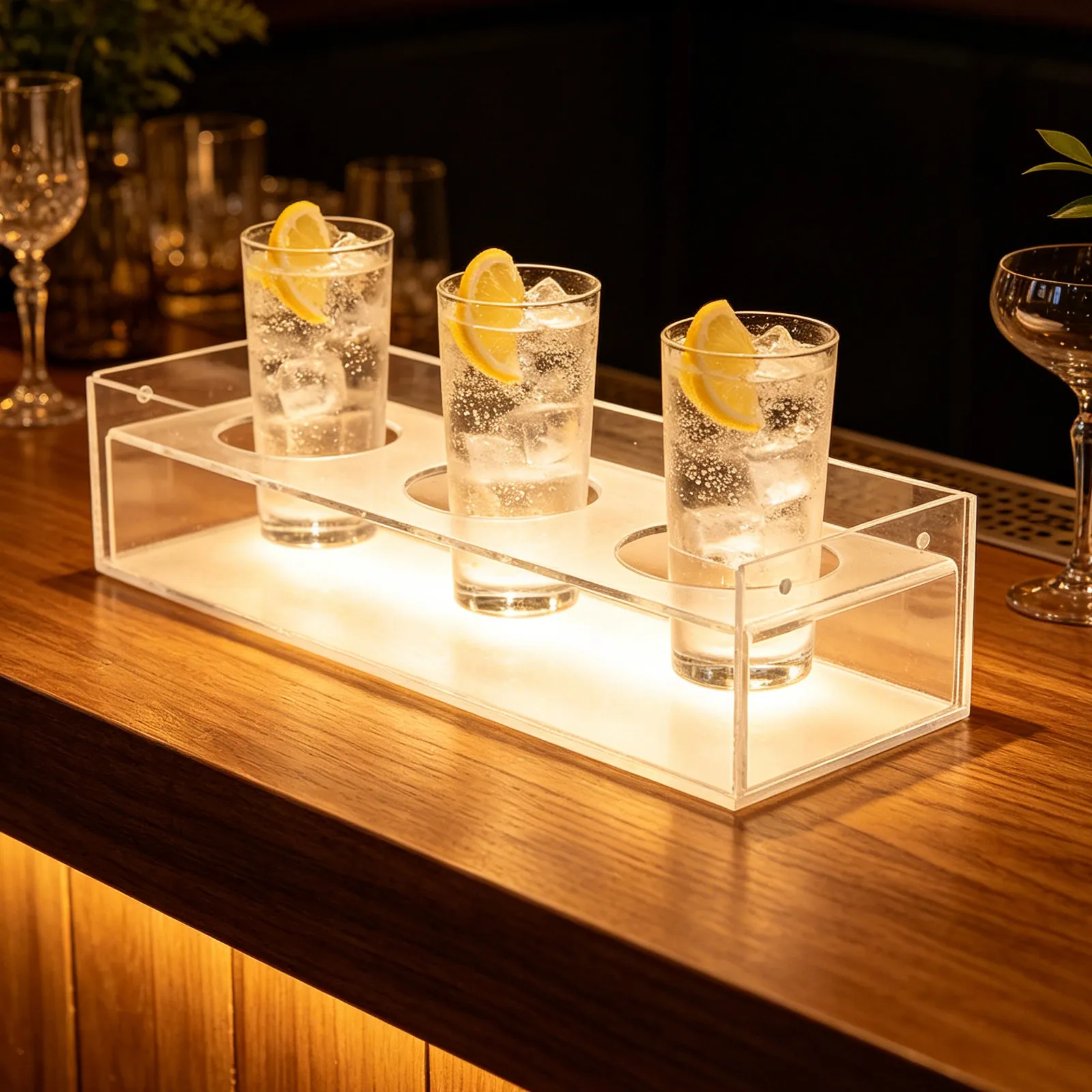 

Acrylic Iced Beverage Display Stand 13.6x4.9 Inch 6-Tier Clear Bottle Holder for Soda Bar Coffee Shop Fridge Counter Space
