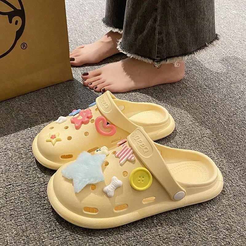 

Women's summer cute hole shoes sandals new outdoor beach platform heightened non-slip flat shoes slippers