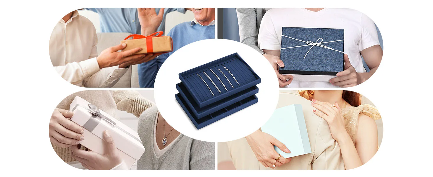 Oirlv Bule Schmuck-Organizer Schmuck-Aufbewahrungstablett Display für Ringe, Armbänder, Halsketten Aufbewahrungsbox Schubladen-Organizer – Detail 12
