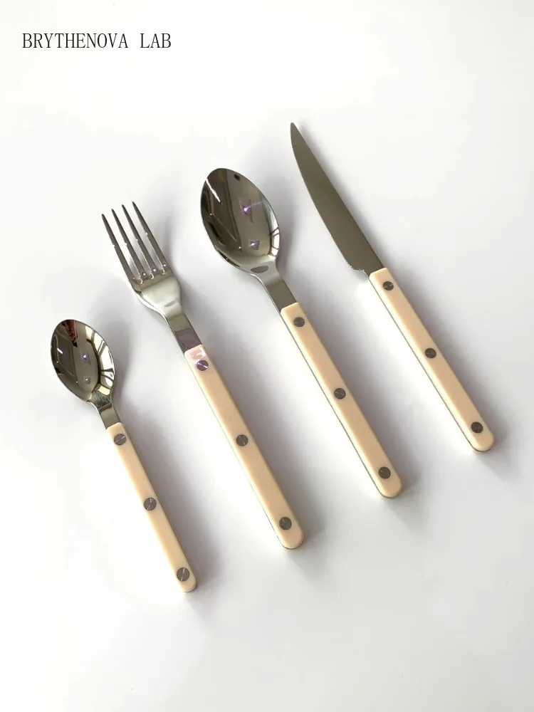 4Pc Ahunderjiaz-Stainless Steel French Knife Fork and Spoon Western Set Steak Dinnerware Kitchen Kitchen Barware Set