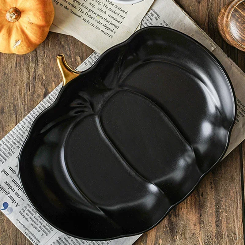 Pumpkin Series Cute Ceramic Plates Dinner Plates Japanese Pasta Dessert Plates Household Salad Plates Deep Plates Ins Style