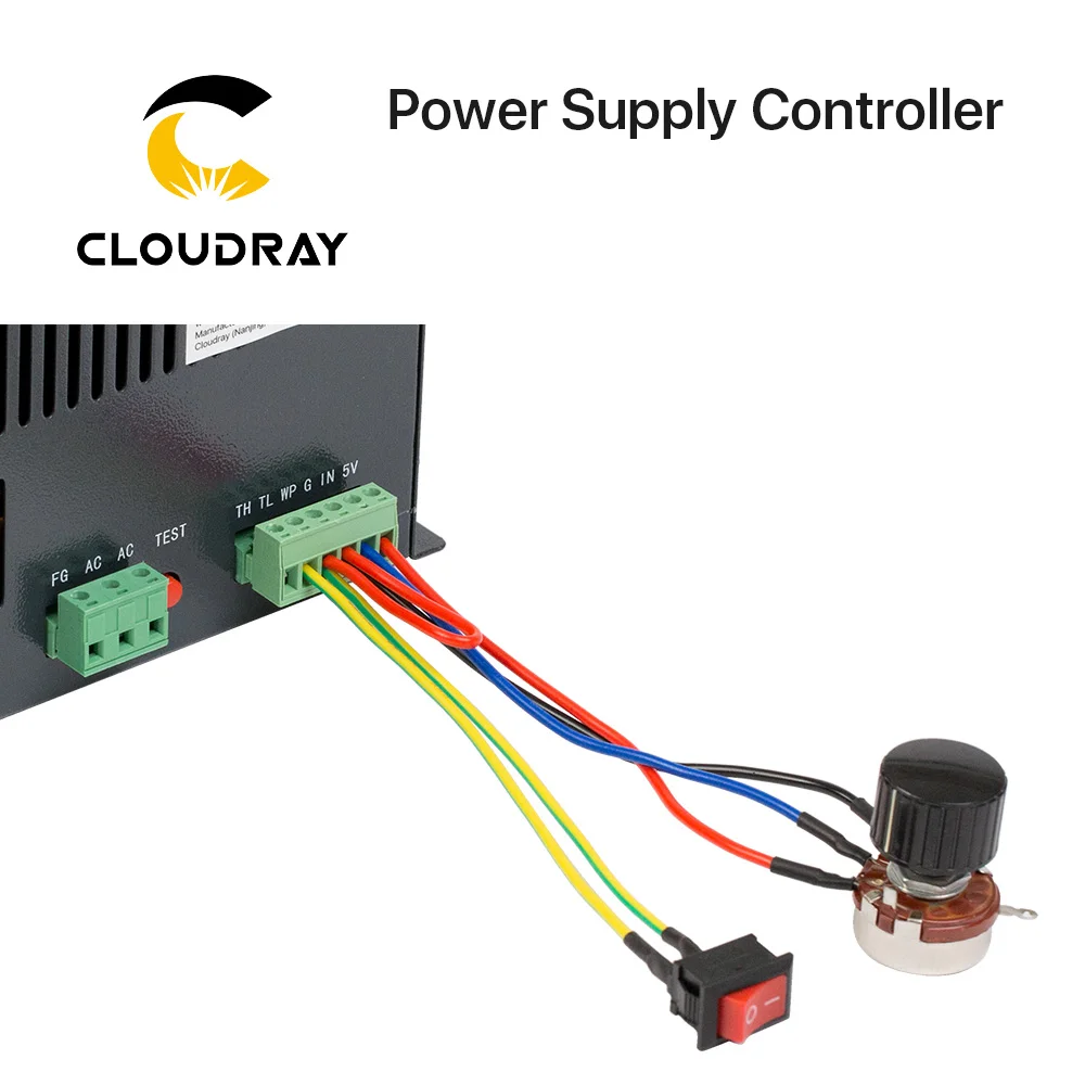 Ajustador de resistencia ajustable con perilla e interruptor para ajustar la potencia para probar la fuente de alimentación para la máquina láser CO2