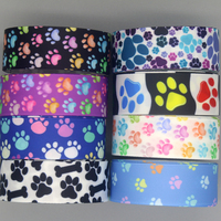 DHK 50yards Dog Cat Paw Printed Grosgrain Ribbon Accessories Headwear Decoration Collar DIY Sewing Craft S2401