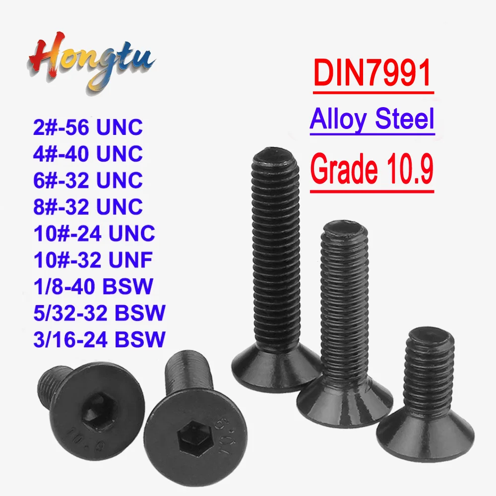 

Grade 10.9 Alloy Steel DIN7991 Countersunk Head Screws - Hex Socket, Flat Key Bolt, UNC/UNF & BSW (2#-10#, 1/8''-3/16'')