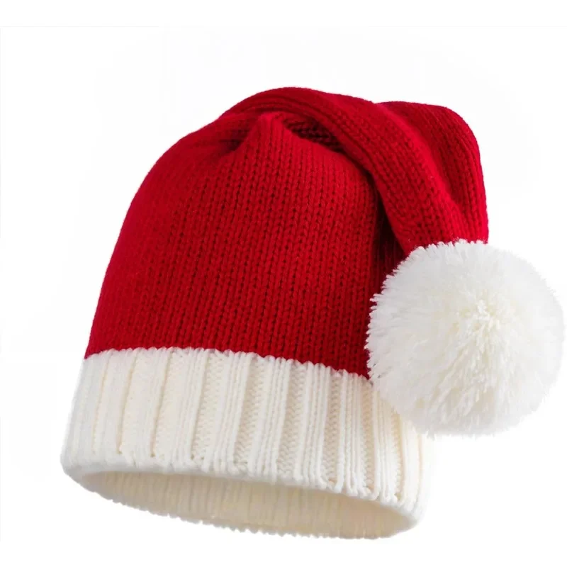

Toddler Infant Newborn Baby Santa Hat Christmas Washable Fade-restant Knitted Santa Hat Soft Warm New Year Festive Winter Red