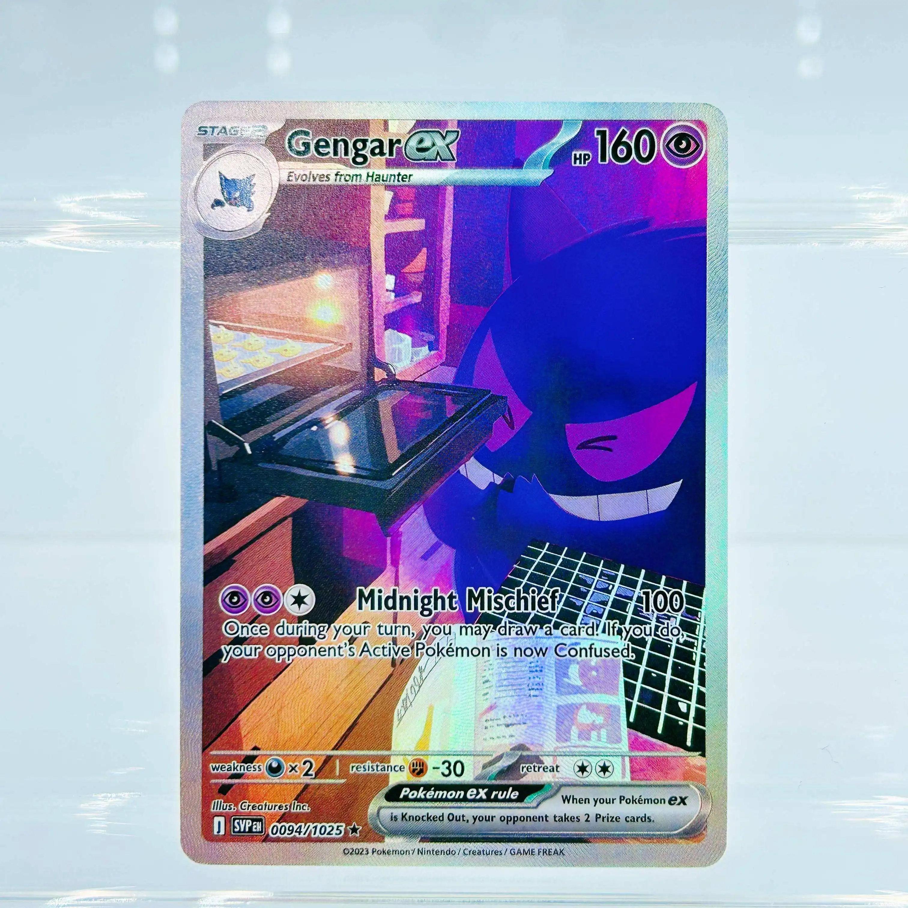 

2023 English Gengar ex Full Art Holo Rare DIY Textured Fan Art Pokemon Card - Mint Collectible