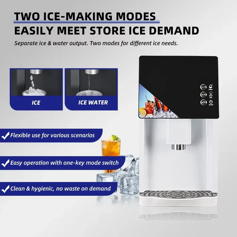 Portable Ice Cube Maker Machine 50kg 24H Home Tabletop Party Beverage Chiller Chewable Ice Generator Wholesale Countertop