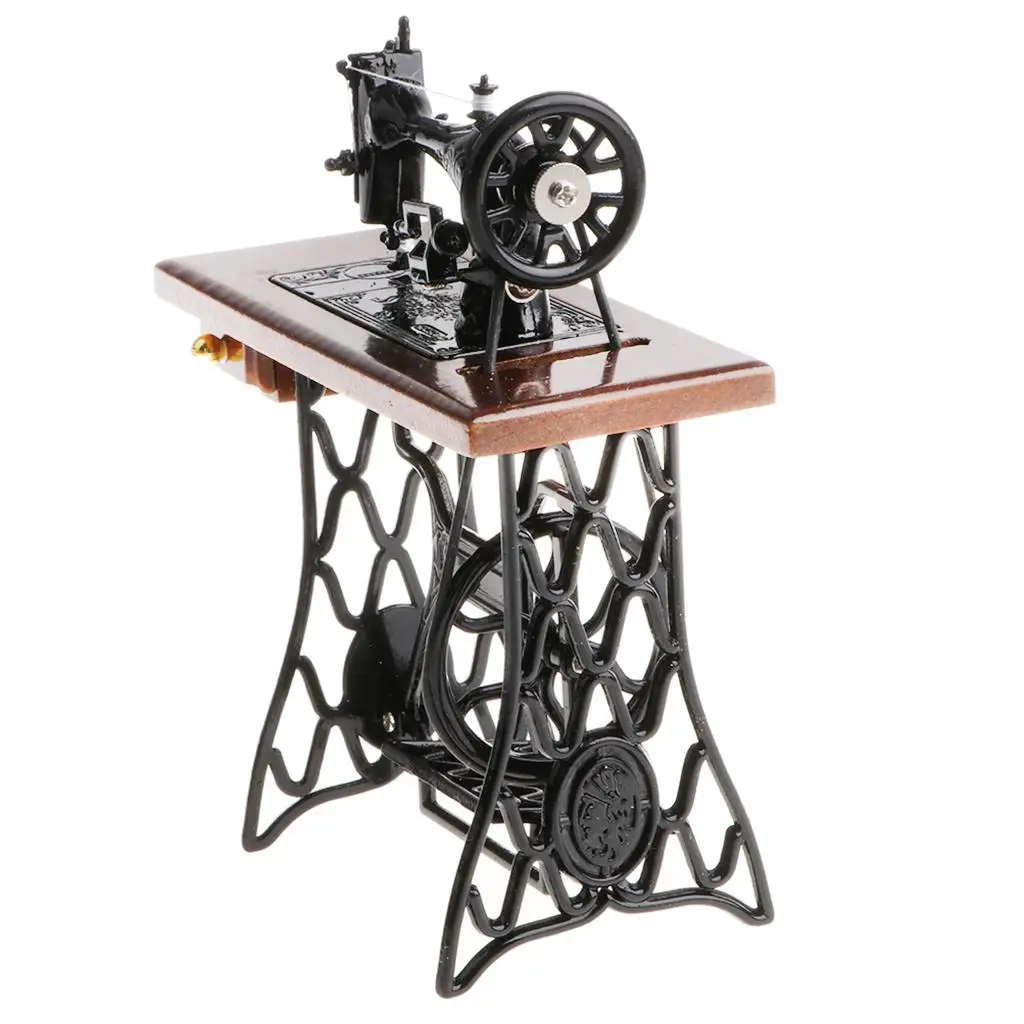 Alloy Mini Sewing Machine Toy 1 10 Replica Diecast Model Dollhouse Miniatures Items Collection for Kids Gift