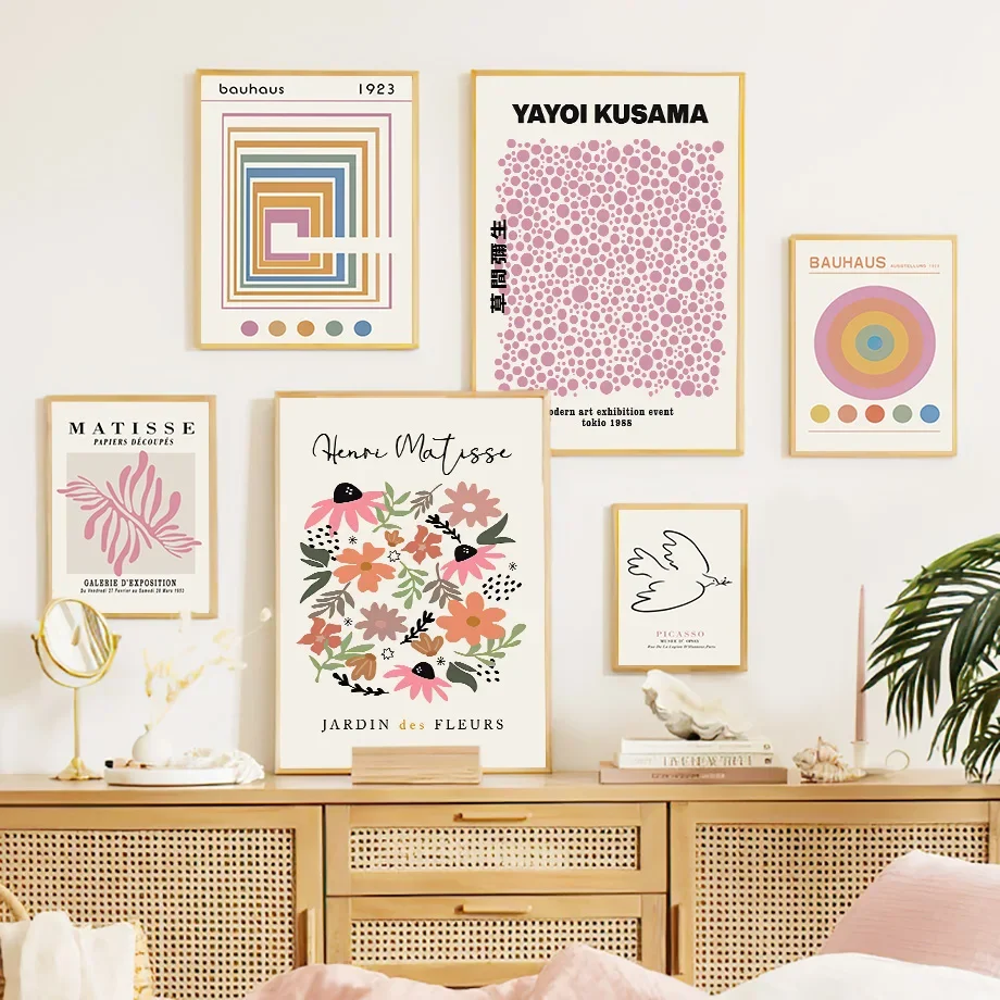 

Pink Andy Warhol Yayoi Kusama Bauhaus Matisse Wall Art Canvas Painting Nordic Posters Prints Wall Pictures For Living Room Decor