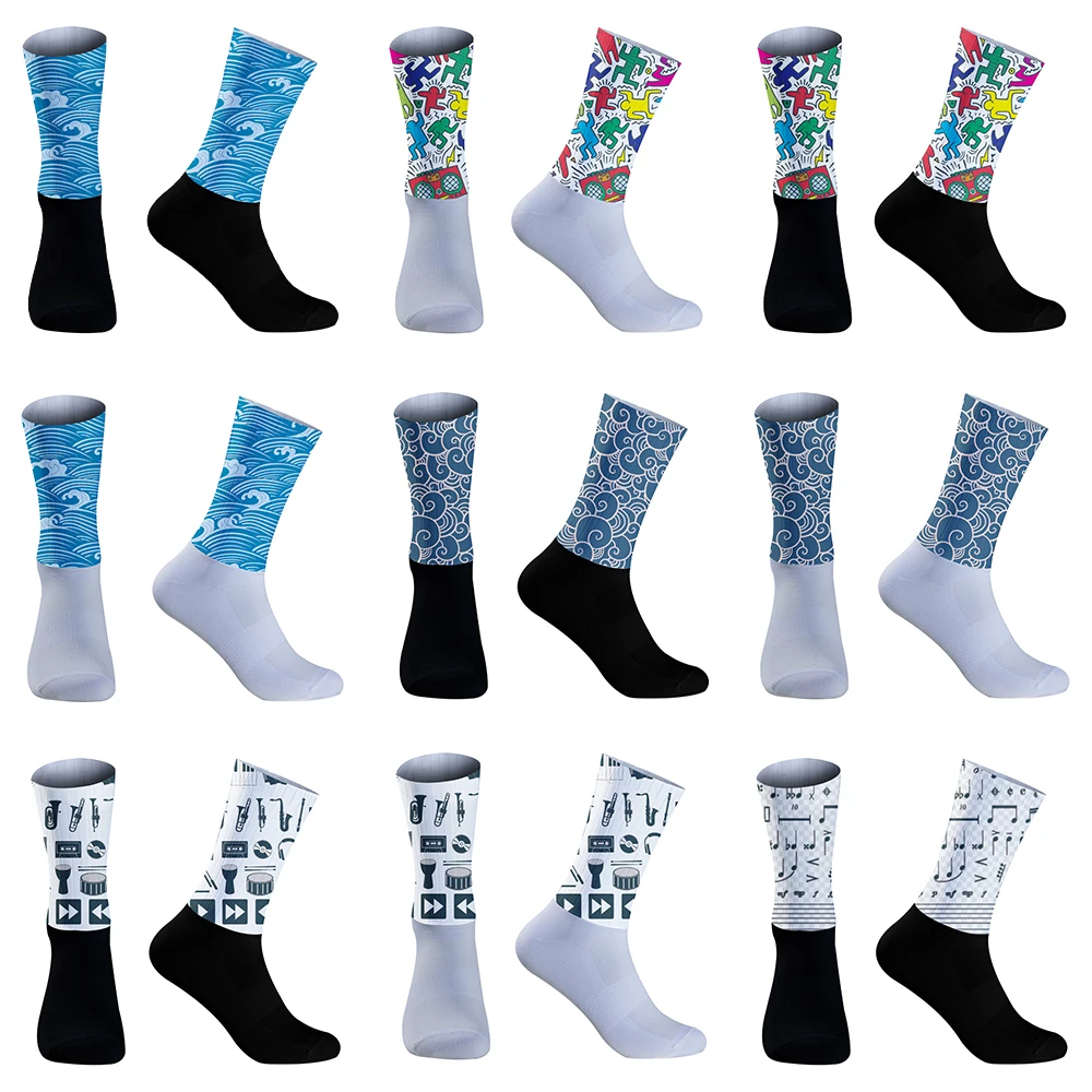 Chaussettes coordonnantes en silicone pour cyclisme, accessoire de sport pour vélo, course à pied, collection été 2024