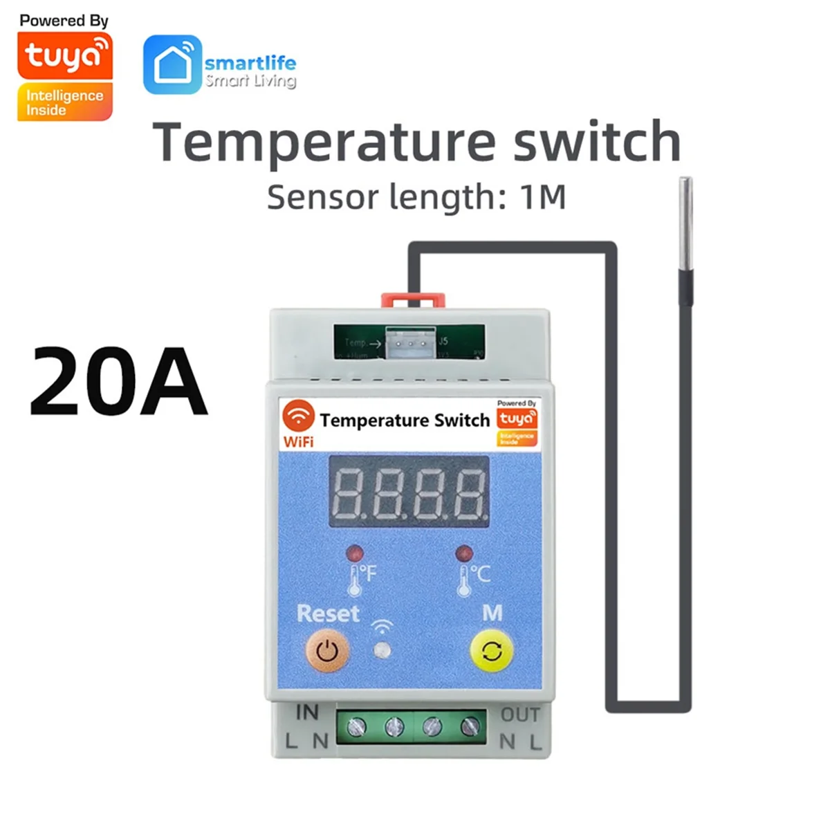 Tuya WiFi Interruptor De Controle De Temperatura, APP Temporizador De Controle Para Aquários, Monitoramento De Temperatura Da Água, 20A