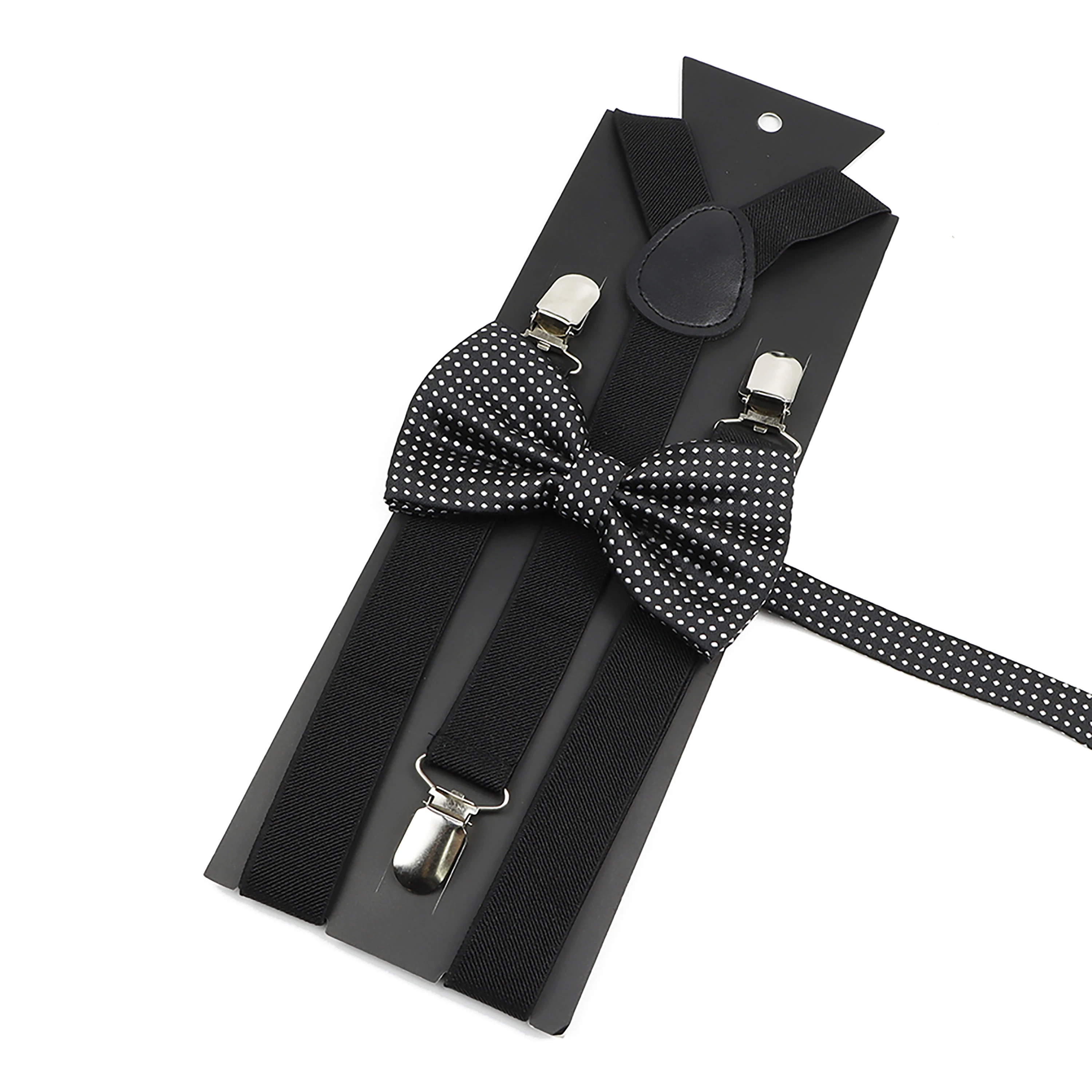 Men's Kids Solid Color Suspender Bowtie Set