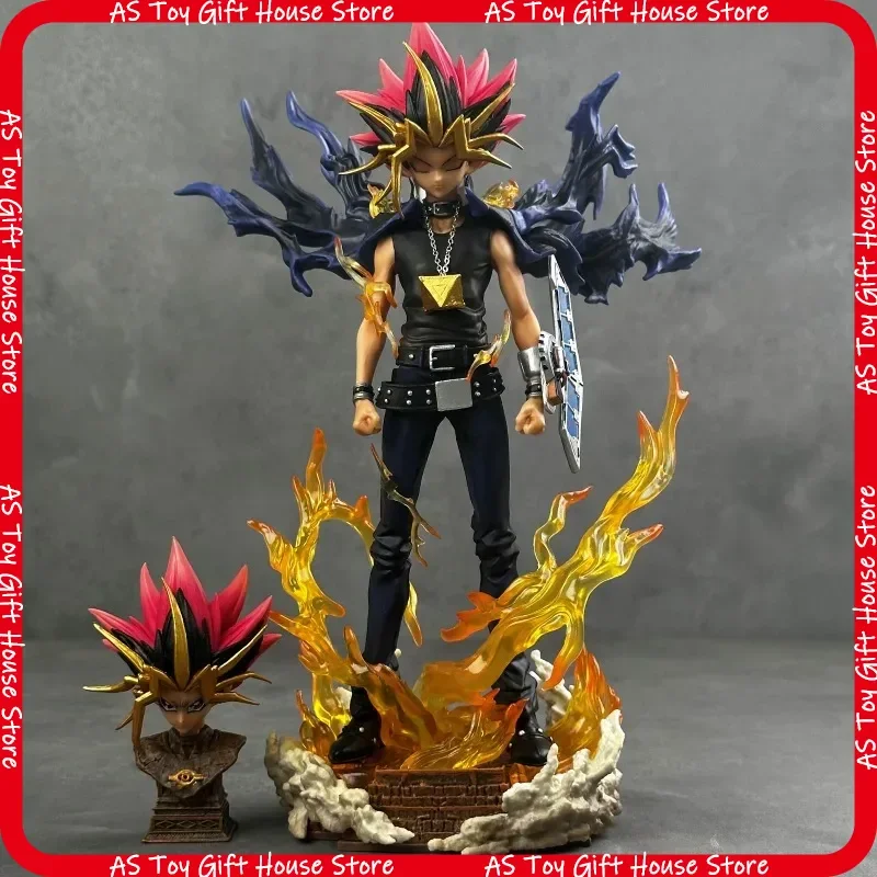 Yugi Muto Anime-Figur, 28 cm, PVC-Sammlermodell, Statue, Doppelkopf-Duellmonster, Heimdekoration, Geschenk für erwachsene Sammler