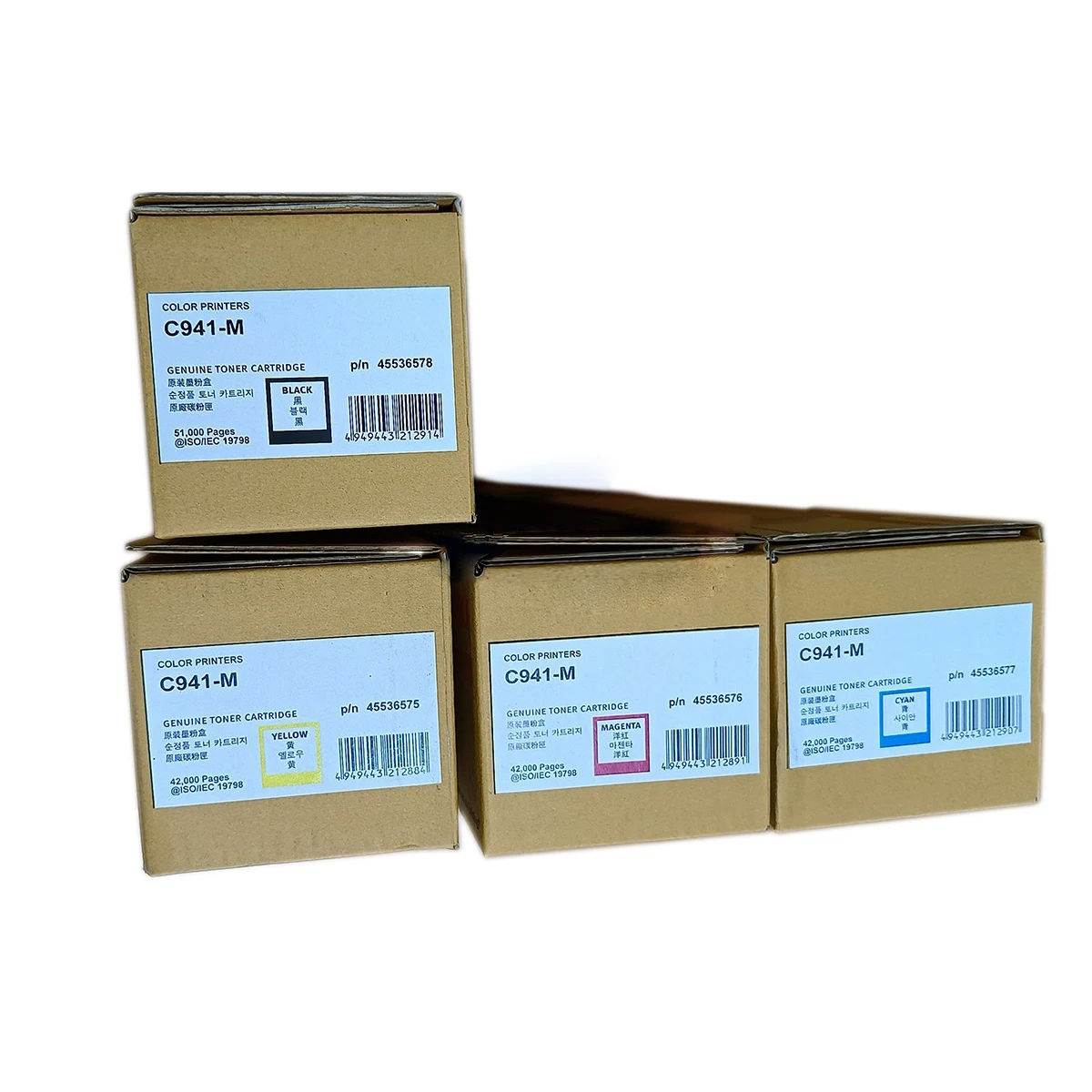 1Set Original New Toner Cartridge for OKI C911 C911dn C931dn C941DN C942 C941-M 45536575 45536576 45536577 45536578