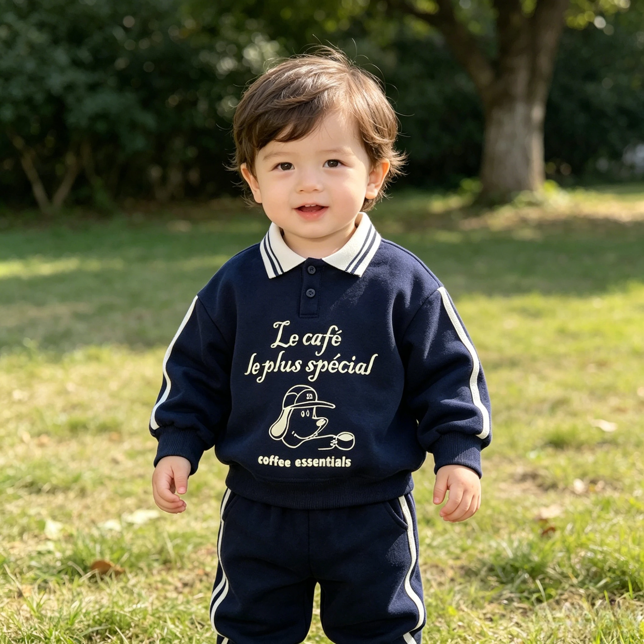 Kids Cartoon Polo Collar 2Pcs Spring Autumn Tracksuit