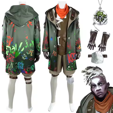Game LoL TV 2 Arcane Ekko Cosplay Fantasia Costume Men Roleplay Outfits Necklace Scarf Gloves Halloween Party Male Role Suits